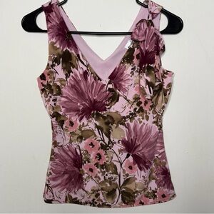 Byer Vintage Women’s Tank Top Pink Floral Sz Small 90s Y2K Glam Fairy Romantic